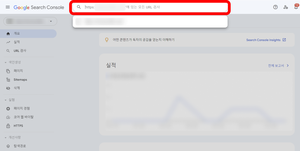 구글 서치콘솔 URL 검사